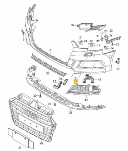 NEW GENUINE AUDI A3 2013-2016 FRONT BUMPER HEADLIGHT WASHER COVER LEFT N/S 8V3955275CGRU - Image 2