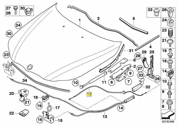 NEW GENUINE BMW 5 6 SERIES E60 E61 E63 E64 BONNET RELEASE CABLE BOWDEN 51237184451 - Image 2