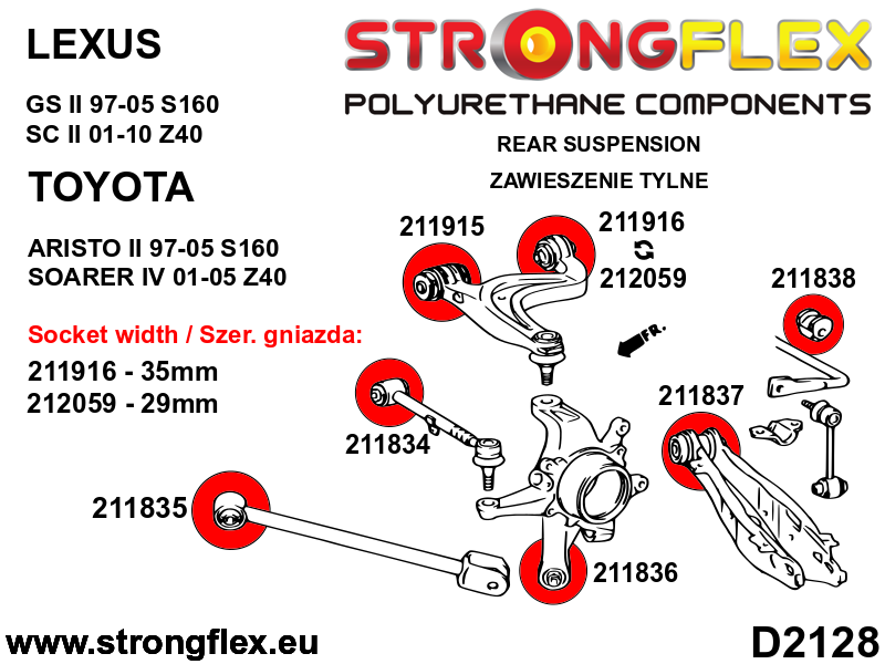 216245A: Rear suspension bush kit SPORT - Image 2