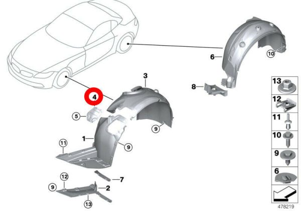 NEW GENUINE BMW Z4 ROADSTER E89 FRONT WHEEL ARCH COVER CAPS PAIR SET N/S O/S 51717149450+51717149449 - Image 2