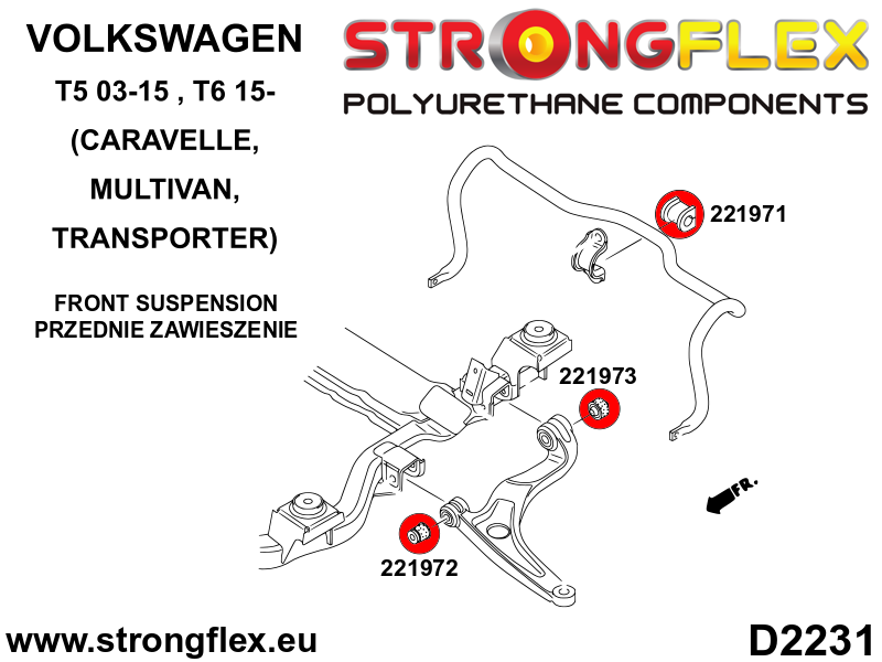 226234A: Front suspension bush kit SPORT - Image 2