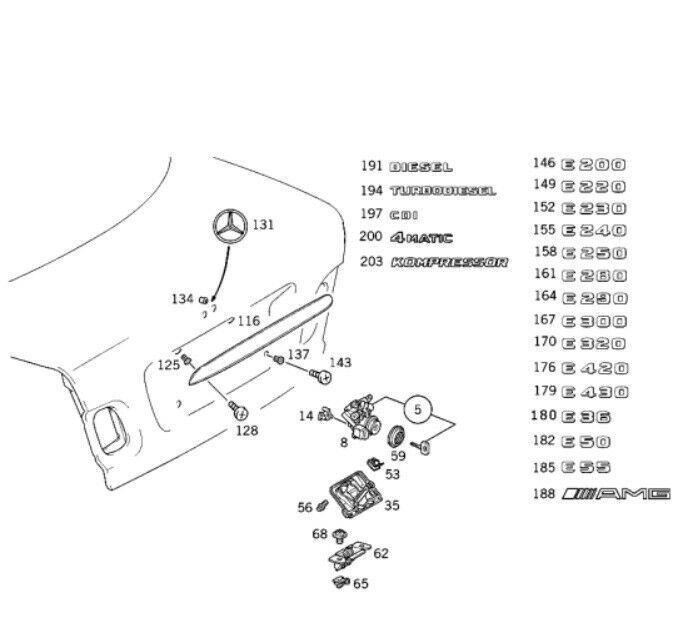 NEW GENUINE MERCEDES BENZ E CLASS REAR TRUNK E 280 LETTERING CHROME BADGE A1248175615 - Image 2
