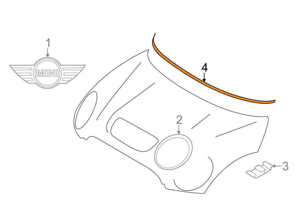 MINI NEW GENUINE R60 R61 TILL 2012/11 HOOD REAR MOLDING TRIM CHROME - Image 2