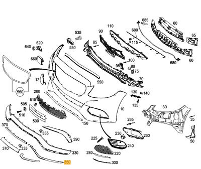 NEW GENUINE MERCEDES BENZ MB C63 W205 AMG FRONT BUMPER CHROME TRIM RIGHT O/S A2058852074 - Image 2