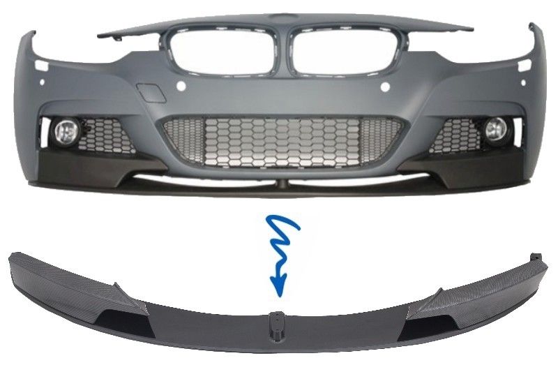 Front Bumper Spoiler Splitter suitable for BMW 3 Series F30 F31 (2011-up) M-Performance Carbon Film Coating