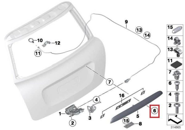 NEW GENUINE MINI R56 R57 TRUNK LID GRIP BOOTLID BLACK HANDLE 51132753602 - Image 2