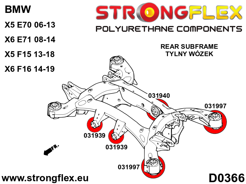 036069B: Rear subframe bush kit - Image 2