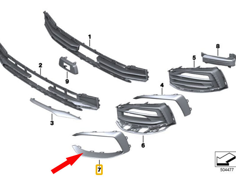 NEW GENUINE BMW 1 SERIES F40 LUXURY LINE FRONT BUMPER SIDE GRILLE TRIM LEFT 51117459719 - Image 3
