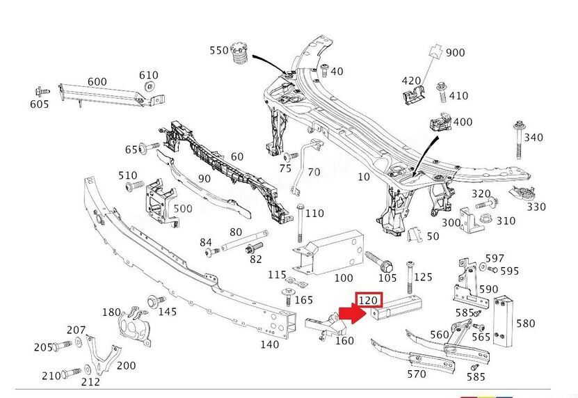 NEW GENUINE MERCEDES-BENZ C W205 FRONT CRASH BAR BOTTOM IMPACT ABSORBER A2056203701 - Image 3