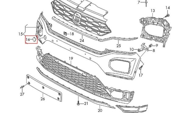 NEW GENUINE VW T-ROC 17- FRONT BUMPER PRIMED COVER FOR TOWING EYE 2GA807241GRU - Image 3