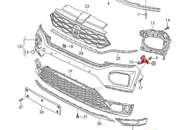NEW GENUINE VW T-ROC 17- FRONT BUMPER GUIDE PIECE MOUNT RIGHT O/S 2GA807050A - Image 3