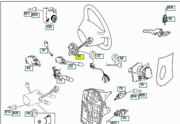 NEW GENUINE MERCEDES BENZ CONTACT SPIRAL WITH STEERING ANGLE SENSOR A1694641118 - Image 3