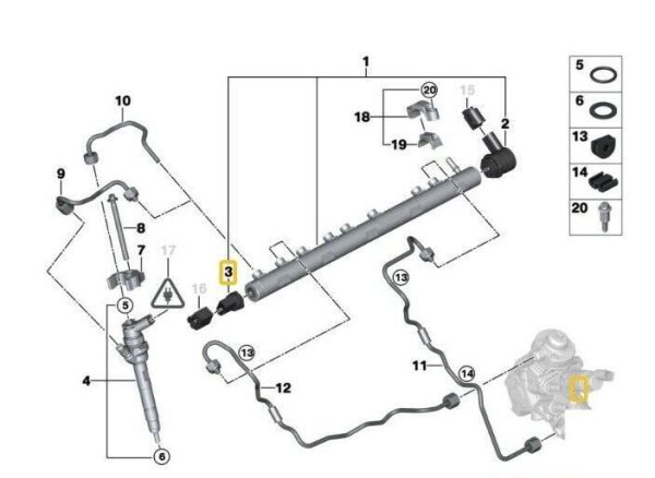 NEW GENUINE BMW F01 F10 F15 N57X ENGINE DIESEL PRESSURE SENSOR 13538508156 - Image 3