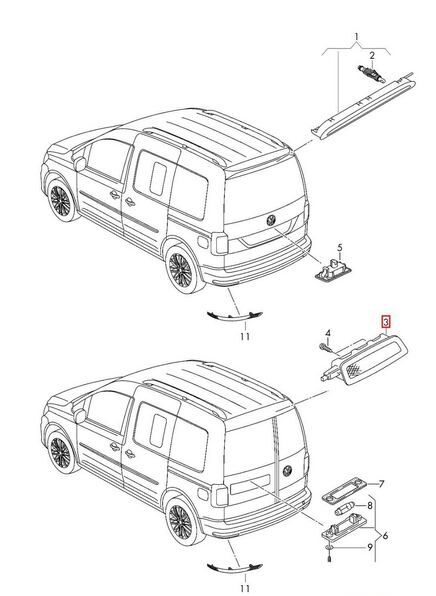 NEW GENUINE VOLKSWAGEN CADDY 2016 - 2017 THIRD STOP BRAKE LIGHT 2K0945087G - Image 3