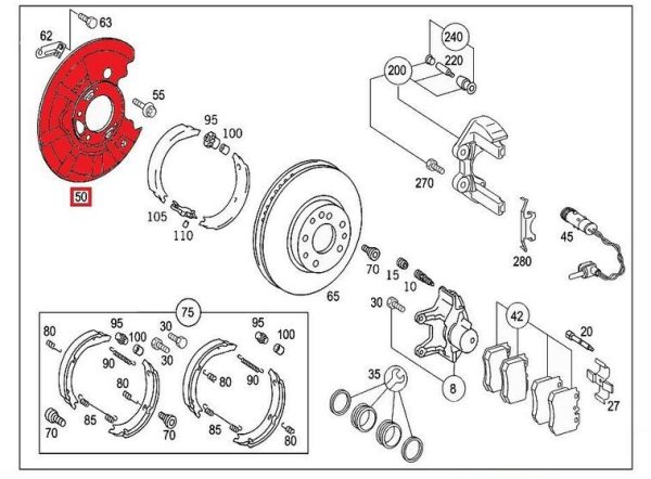 NEW GENUINE MERCEDES-BENZ S W140 REAR LEFT WHEEL BRAKE PROTECTIVE PLATE A1404201244 - Image 3