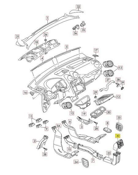 NEW GENUINE VW CADDY TOURAN REAR CENTER CONSOLE AIR VENT GRILL 1T0819203B9B9 - Image 3