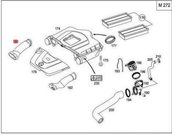 NEW GENUINE MERCEDES-BENZ C W203 AIR INTAKE HOSE INLET DUCT RIGHT A2720900282 - Image 3