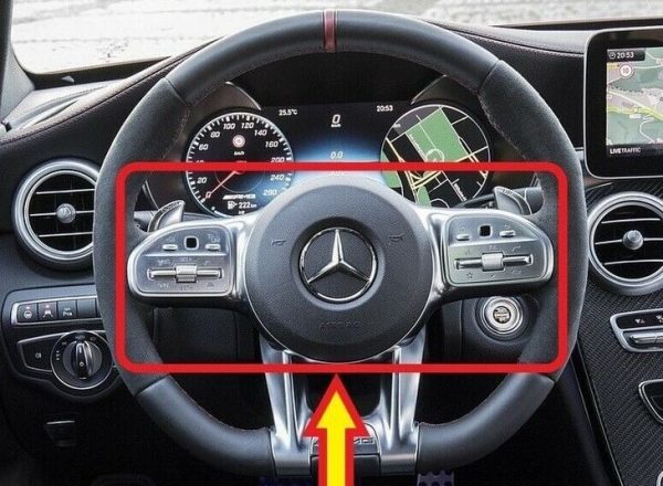 NEW GENUINE MERCEDES MB C CLS E G S CLASS STEERING WHEEL UPPER SILVER COVER TRIM A0994643700649E38 - Image 4