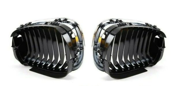 NEW GENUINE BMW 3 SERIES E46 FRONT BUMPER KIDNEY GRILLE CHROME PAIR SET - Image 4