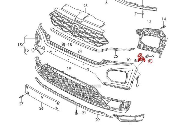 NEW GENUINE VW T-ROC 17- FRONT BUMPER GUIDE PIECE MOUNT LEFT N/S 2GA807049A - Image 3