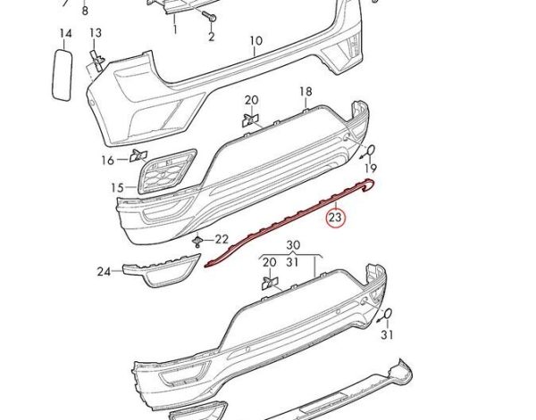 NEW GENUINE VW T-ROC 17- REAR BUMPER LOWER TRIM KATANA SILVER 2GA8077252UC - Image 3