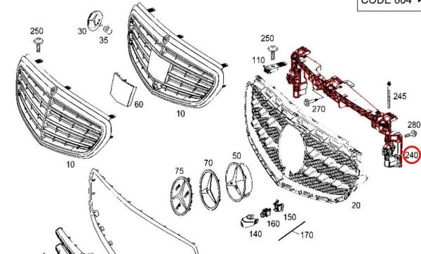 NEW GENUINE MERCEDES BENZ E CLASS W212 FRONT GRILLE SUPPORT BEAM A2128801403 - Image 3