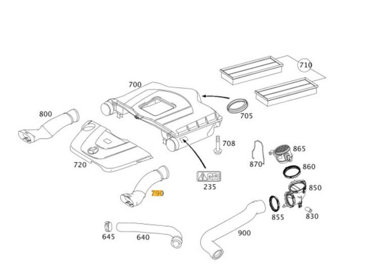 NEW GENUINE MERCEDES-BENZ C W203 AIR INTAKE HOSE INLET DUCT LEFT A2720900782 - Image 3
