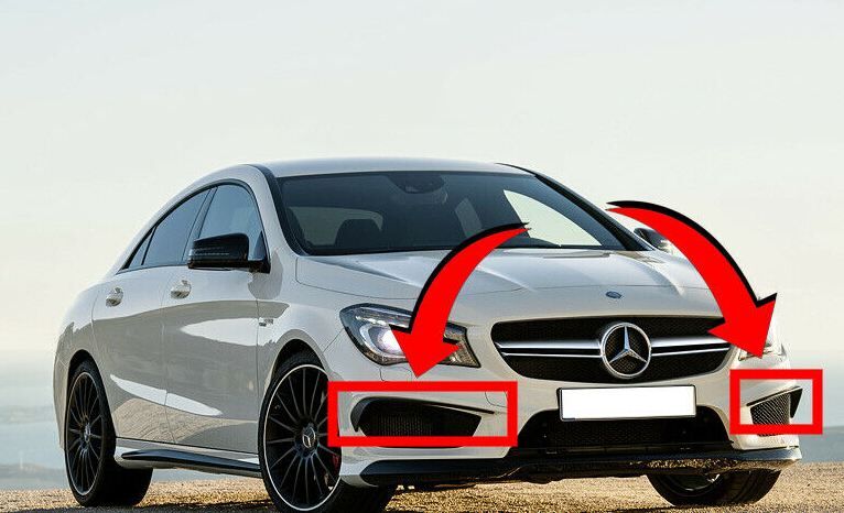 NEW GENUINE MERCEDES BENZ MB A CLASS W117 FRONT AMG BUMPER SIDE TRIMS PAIR SET - Image 3
