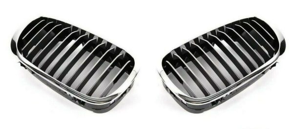 NEW GENUINE BMW 3 SERIES E46 FRONT BUMPER KIDNEY GRILLE CHROME PAIR SET - Image 3
