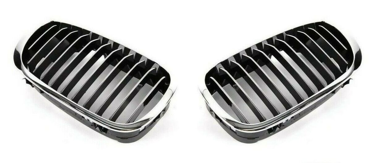 NEW GENUINE BMW 3 SERIES E46 FRONT BUMPER KIDNEY GRILLE CHROME PAIR SET - Image 3