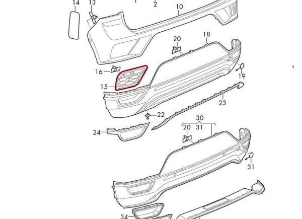 NEW GENUINE VW T-ROC 17- REAR BUMPER COVER SET O/S SATIN BLACK 2GA807245B9B9+2GA807246B9B9 - Image 2