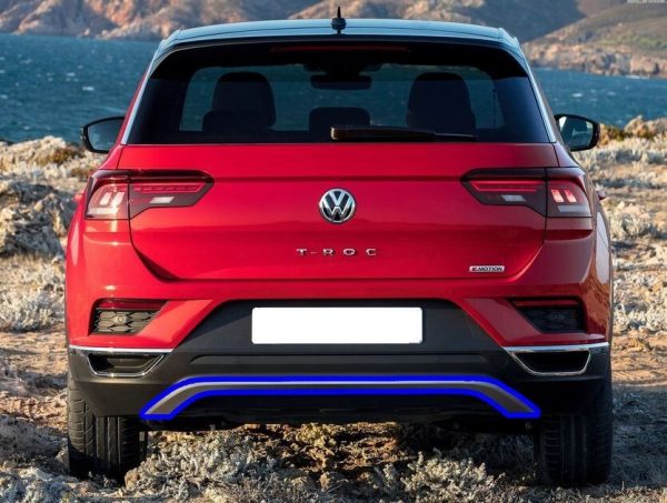 NEW GENUINE VW T-ROC 17- REAR BUMPER LOWER TRIM KATANA SILVER 2GA8077252UC