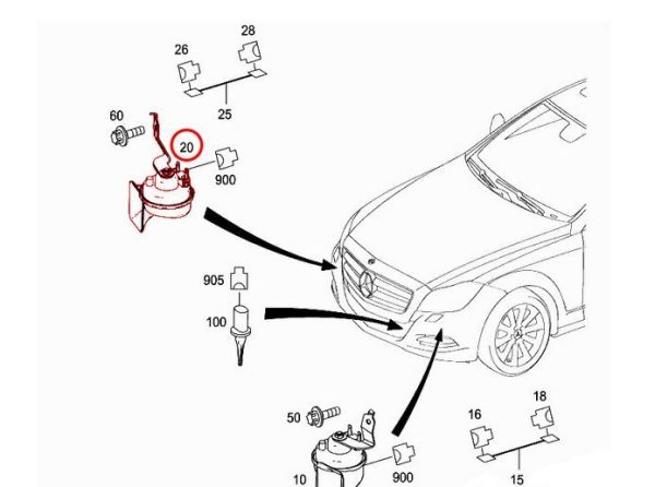 NEW GENUINE MERCEDES BENZ W204 W212 C218 SIGNAL HORN RIGHT O/S A0075427020 - Image 2