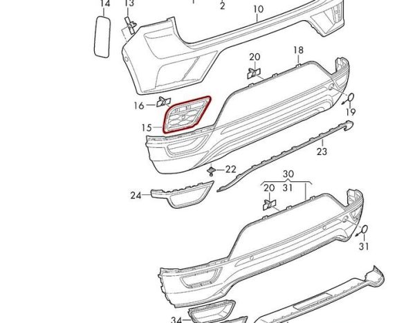 NEW GENUINE VW T-ROC 17- REAR BUMPER COVER RIGHT O/S SATIN BLACK 2GA807246B9B9 - Image 2