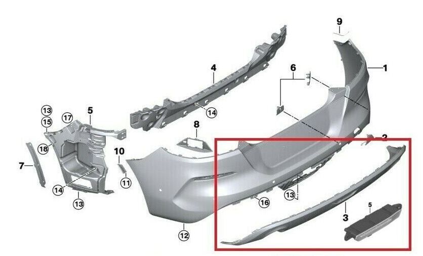 NEW GENUINE BMW Z4 G29 REAR M140 M SPORT REAR BUMPER LOWER TRIM DIFFUSER KIT SET - Image 4