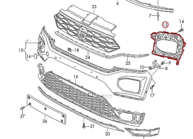 NEW GENUINE VW T-ROC 17- FRONT BUMPER BRACKET SUPPORT MOUNT LEFT N/S 2GA807723C - Image 2