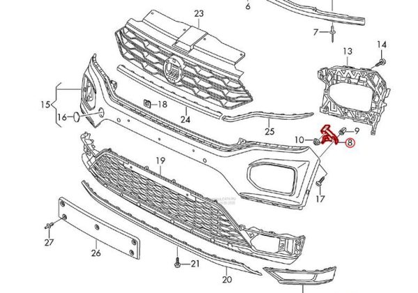 NEW GENUINE VW T-ROC 17- FRONT BUMPER GUIDE PIECE MOUNT SET 2GA807049A+2GA807050A - Image 2