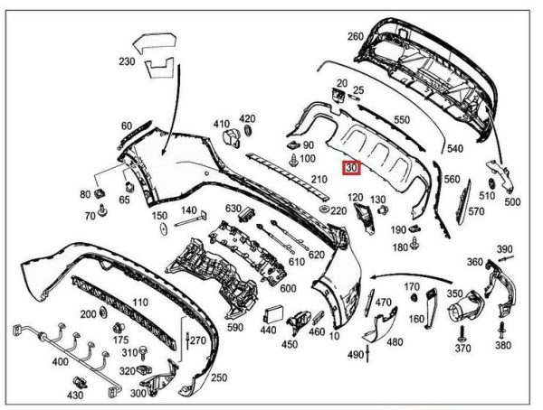 NEW GENUINE MERCEDES GLA45 CLASS AMG REAR BUMPER LOWER SECTION A1568856001 - Image 2