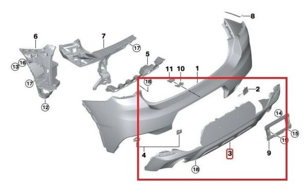 NEW GENUINE BMW X2 F39 REAR M SPORT BUMPER DIFFUSER 51128090076 - Image 2