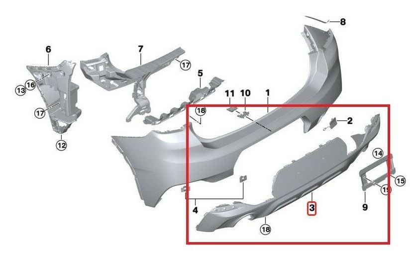 NEW GENUINE BMW X2 F39 REAR M SPORT BUMPER DIFFUSER 51128090076 - Image 2