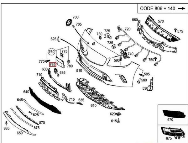 NEW GENUINE MERCEDES-BENZ A CLASS W176 FRONT NUMBER PLATE PLINTH A1768801700 - Image 2