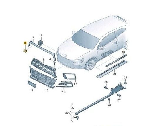 NEW GENUINE VW SCIROCCO 2015 - 2018 FRONT BUMPER GTS INSCRIPTION 1K8853948BGYQ - Image 2
