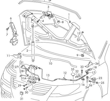 NEW GENUINE VW PASSAT 06-15 CC 09-12 BONNET RELEASE LOCK CABLE RHD 3C2823535A - Image 2