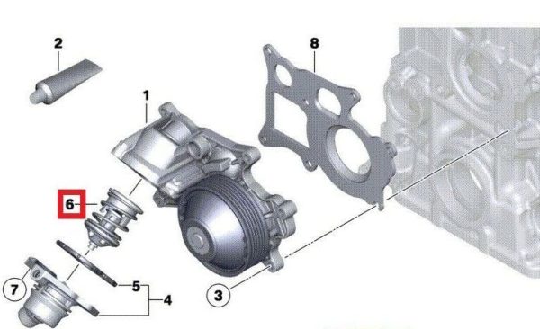 NEW GENUINE BMW 1.6 1.8 2.0 2.5 DIESEL ENGINE COOLANT THERMOSTAT WITH HOUSING 11518588945 - Image 4