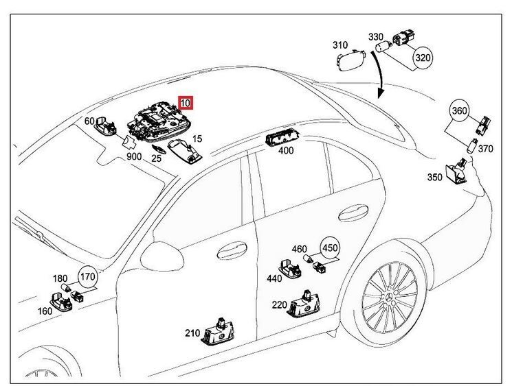 NEW GENUINE MERCEDES-BENZ C W205 ROOF MOUNTED MAP LAMP ASSEMBLY A00090090067H52 - Image 4