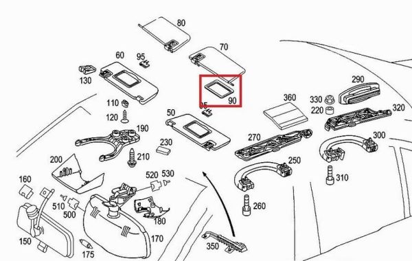 NEW GENUINE MERCEDES-BENZ E-CLASS W211 SUN VISOR MIRROR ORION GREY LEFT N/S A21181101107D43 - Image 4