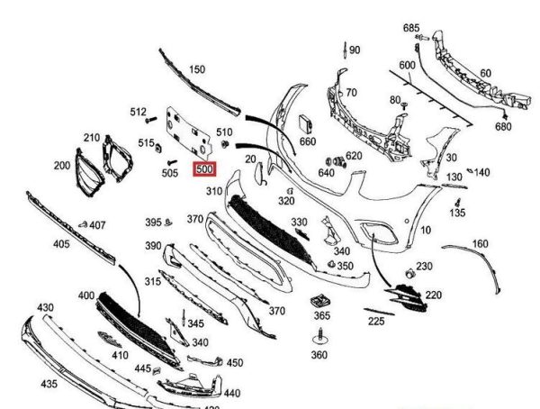 NEW GENUINE MERCEDES-BENZ GLC X253 FRONT BUMPER LICENSE PLATE MOLDING A2538800044 - Image 4