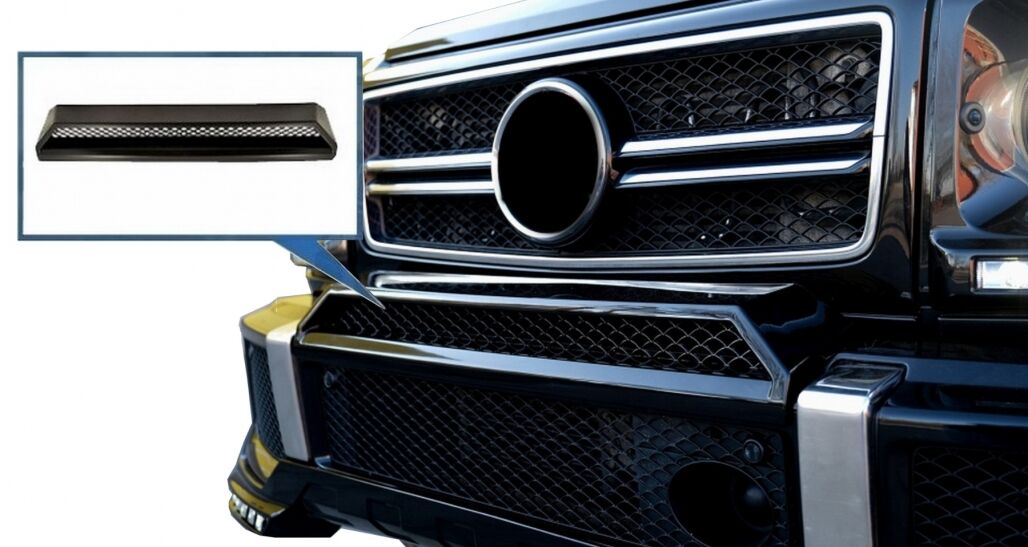 Front Bumper Spoiler LED DRL Extension and Upper Spoiler Lip suitable for Mercedes G-Class W463 (1989-2017) Black - Image 13