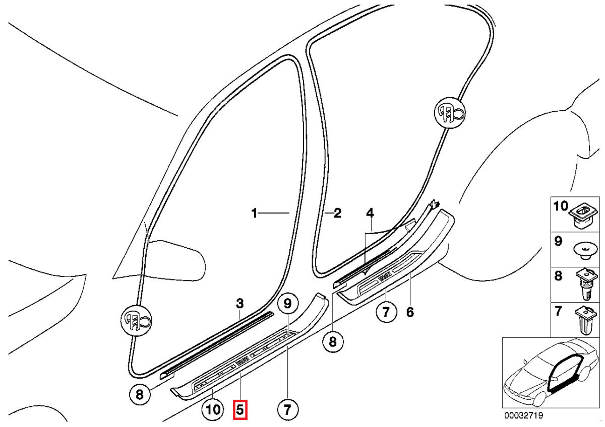 NEW GENUINE BMW 5 SERIES E39 FRONT DOOR SILL COVERS PAIR SET LEFT + RIGHT - Image 2