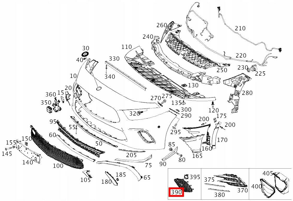 NEW GENUINE MERCEDES A CLASS W117 FRONT BUMPER SIDE GRILLES PAIR SET LEFT RIGHT A1778852700+A1778852800 - Image 2